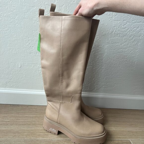 NWT Anthro Sam Edelman Larina Tall Lugsole Tan Knee High Leather Boots - Picture 5 of 9